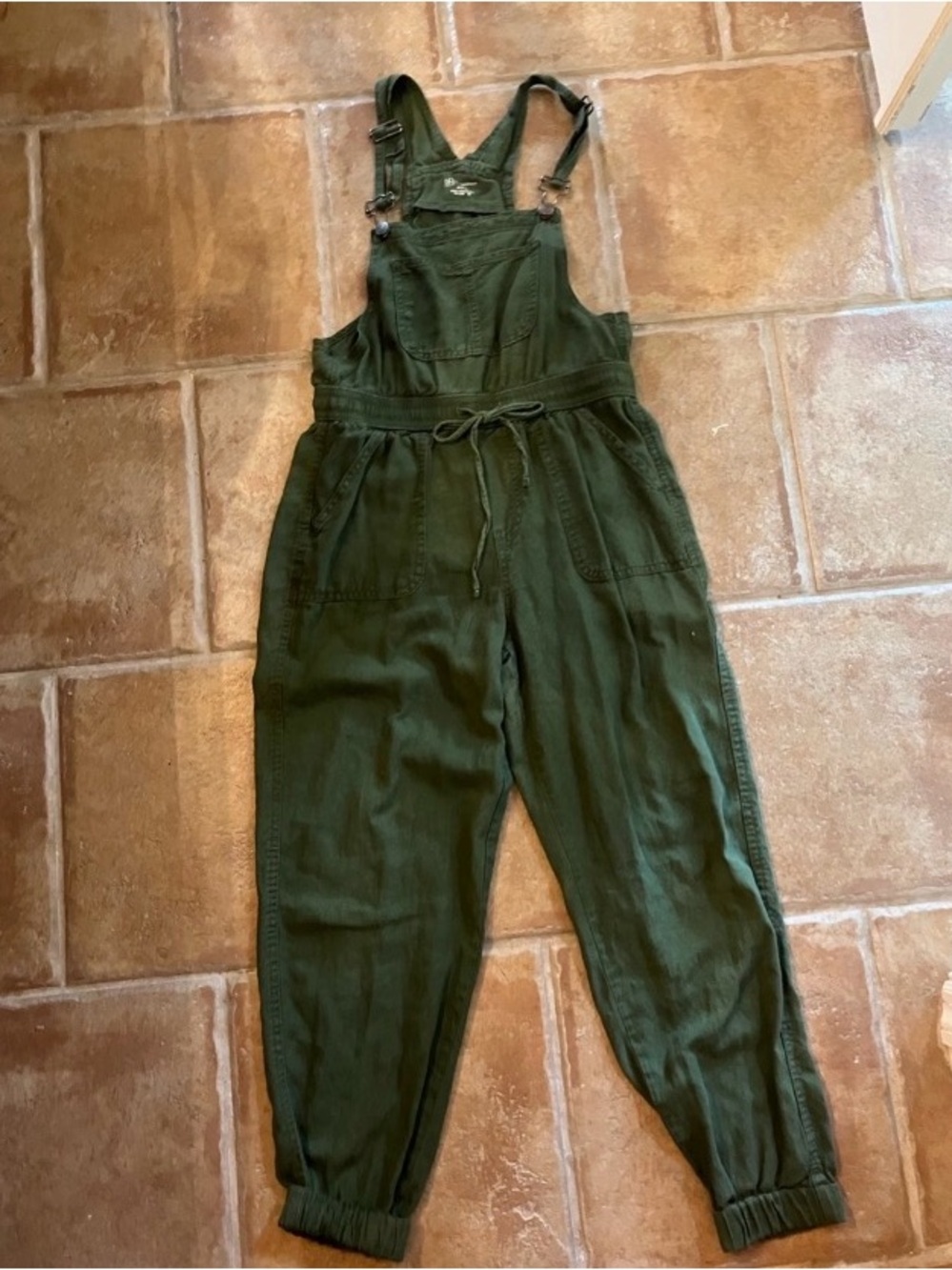 Women's Green Utility Overalls Jumpsuit